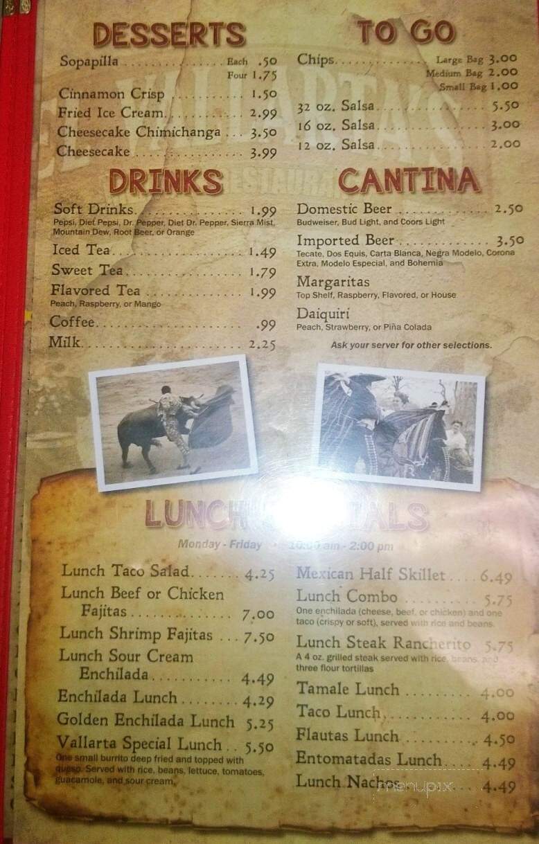 El Vallartas Mexican Restaurant - Cleveland, OK menu_pic