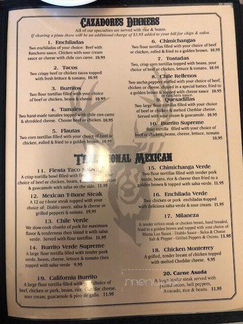 Cazadores Mexican Restaurant - Sallisaw, OK menu_pic