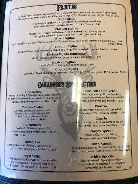 Cazadores Mexican Restaurant - Sallisaw, OK menu_pic
