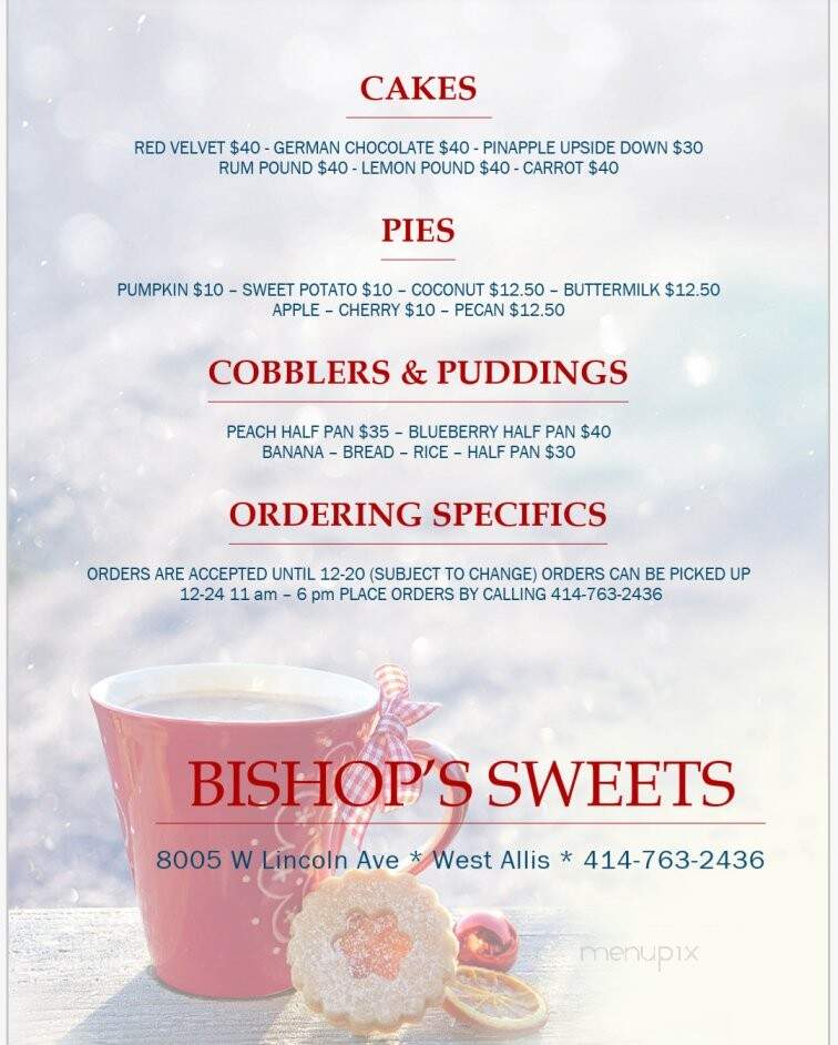 Bishop's Sweets & Catering - West Allis, WI menu_pic