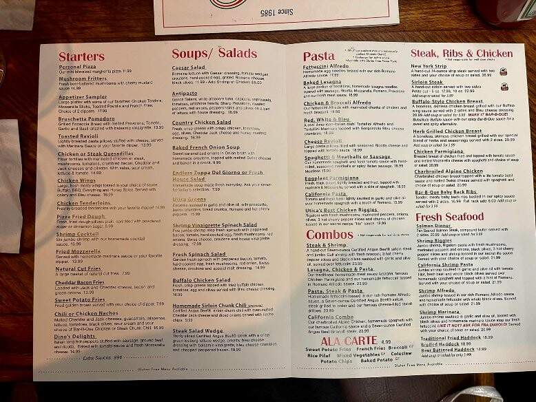 Telly's Inn Resturant - Cape Vincent, NY menu_pic