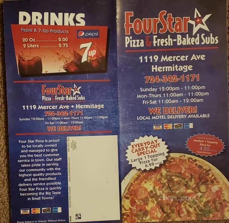 Four Star Pizza - Hermitage, PA menu_pic