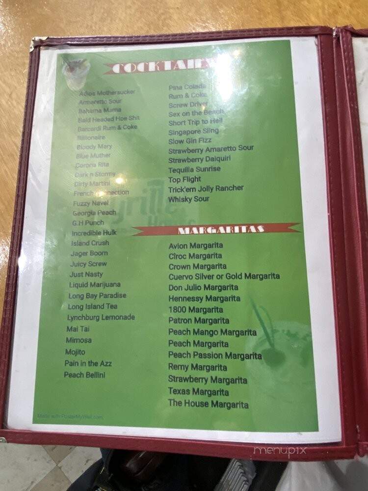 The Grille House - Albany, GA menu_pic