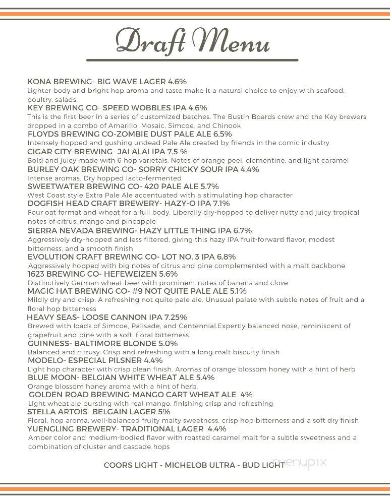 Back Bar Sunset - Glen Burnie, MD menu_pic