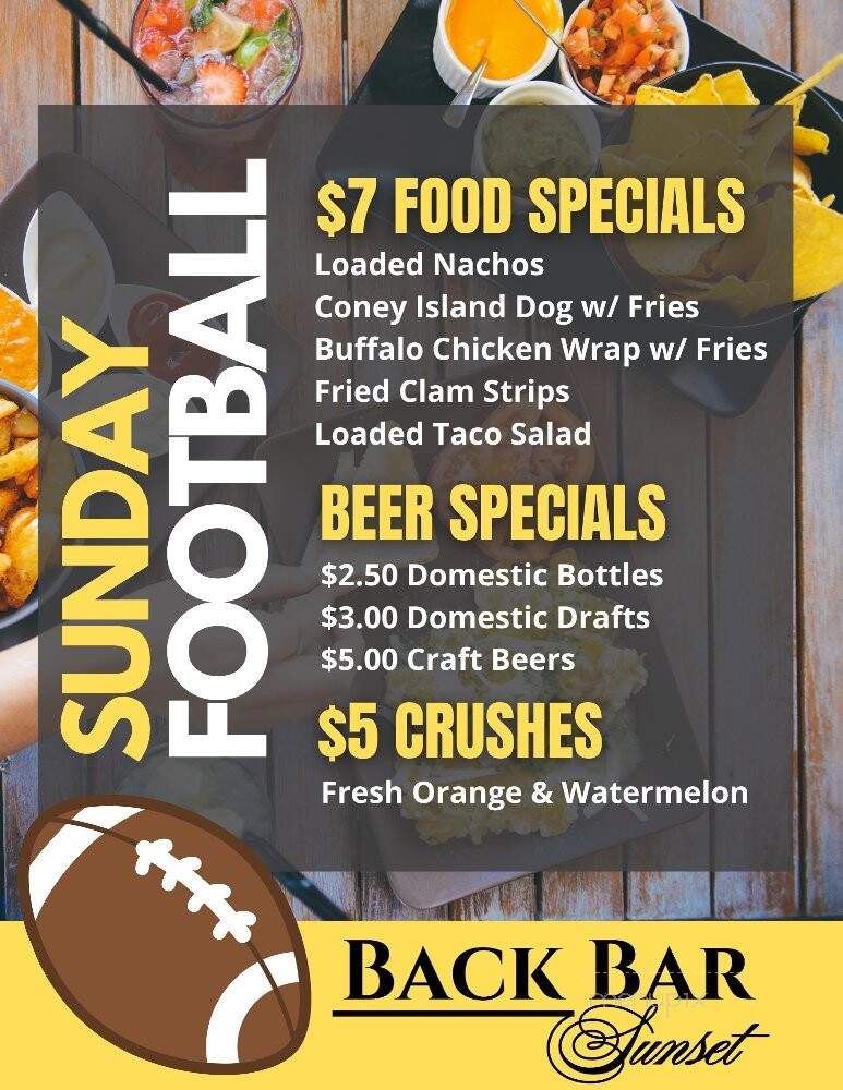 Back Bar Sunset - Glen Burnie, MD menu_pic