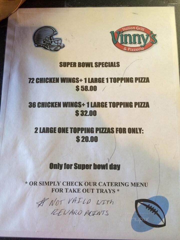 Vinny's Italian Grill - Aylett, VA menu_pic