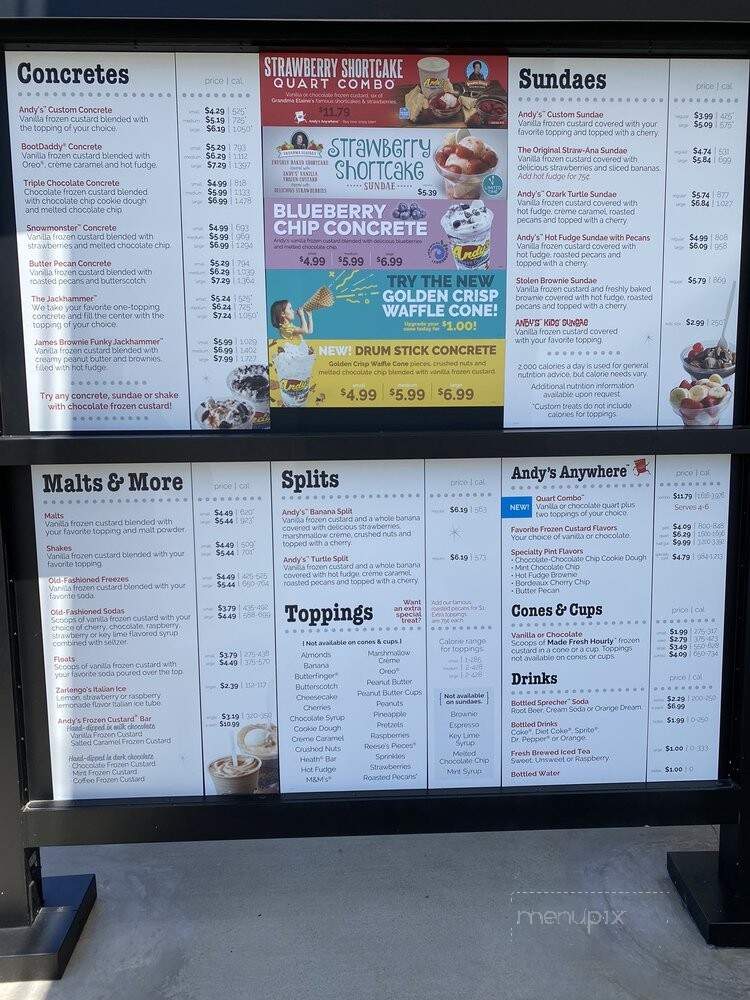 Andy's frozen custard - Murfreesboro, TN menu_pic