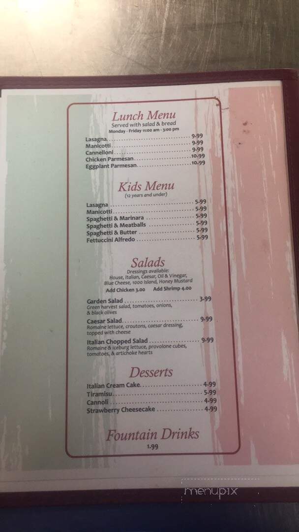 Roma's Italian Restaurant - Frankston, TX menu_pic