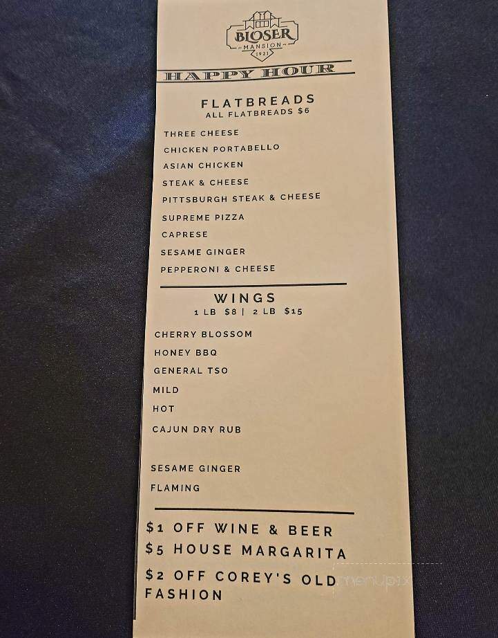 The Bloser Mansion - New Kensington, PA menu_pic