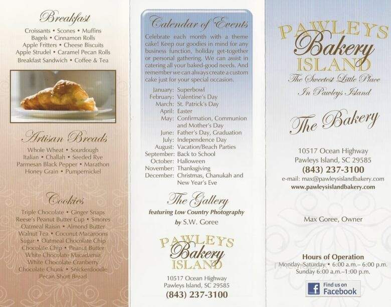 Pawleys Island Bakery - Pawleys Island, SC menu_pic