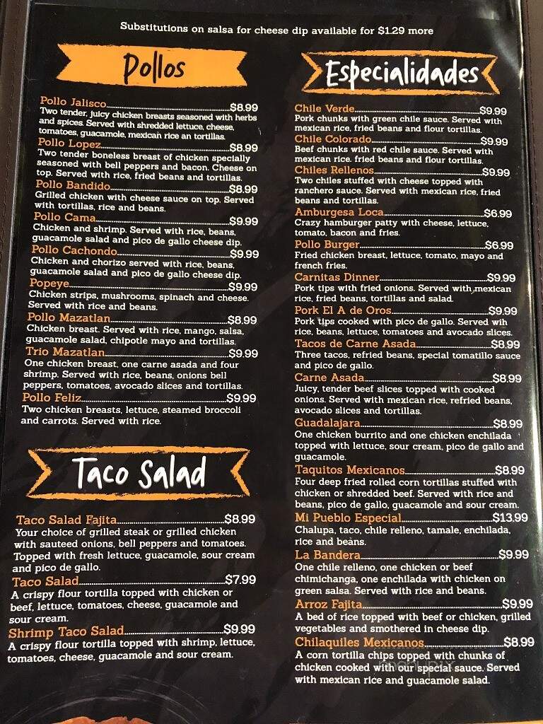 Mi Pueblo Mexican Restaurant - Chamberlain, SD menu_pic