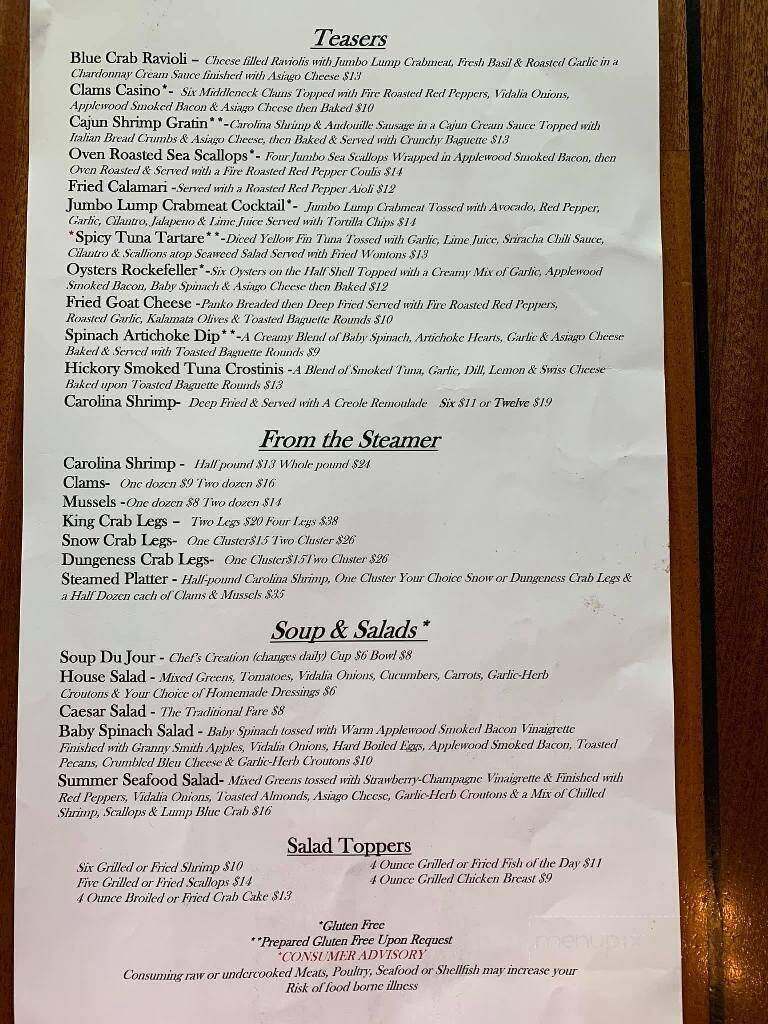 Dinky's Waterfront Restaurant - Hatteras, NC menu_pic