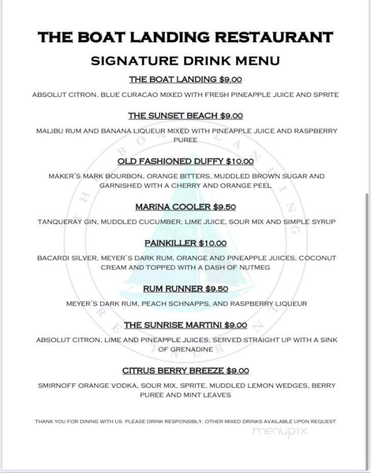 The Boat Landing - Sunset Beach, NC menu_pic