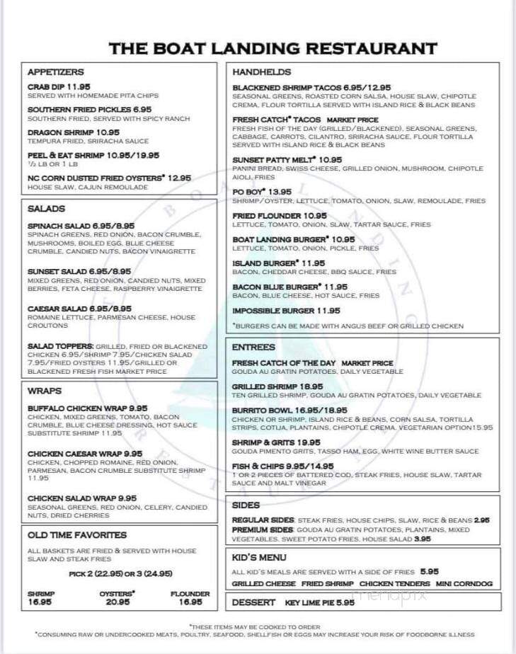 The Boat Landing - Sunset Beach, NC menu_pic