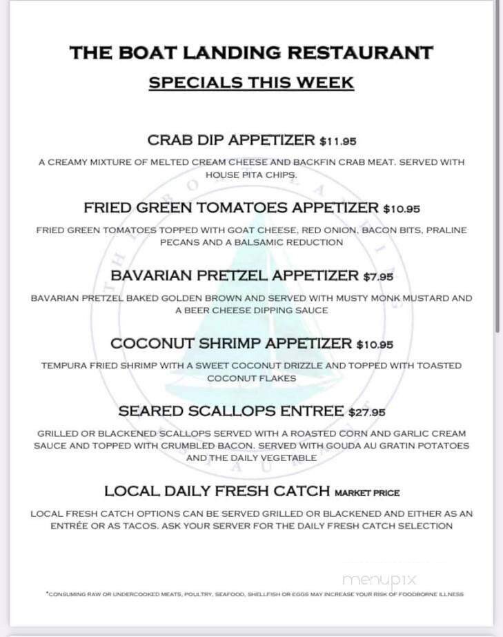 The Boat Landing - Sunset Beach, NC menu_pic