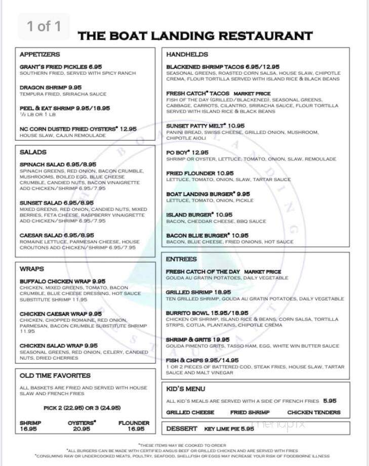 The Boat Landing - Sunset Beach, NC menu_pic
