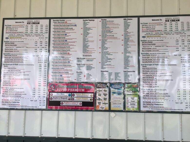 Green clearance acres menu
