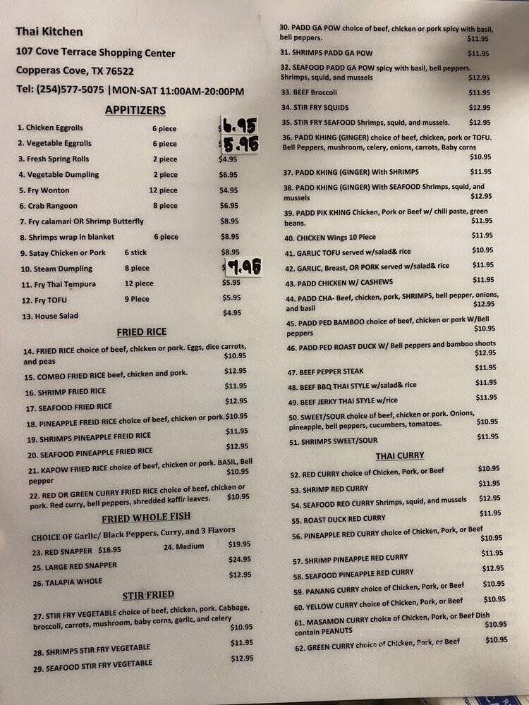 Thai Kitchen - Copperas Cove, TX menu_pic