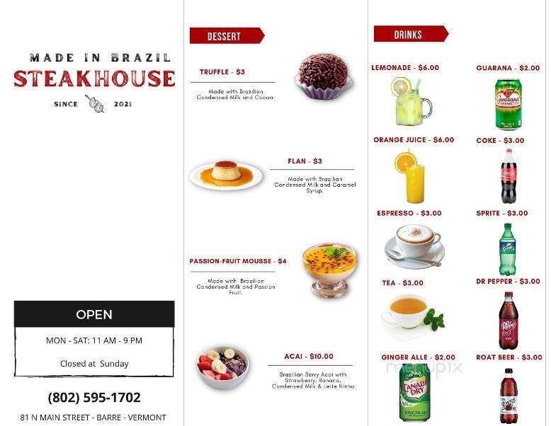 Made In Brazil - Barre, VT menu_pic
