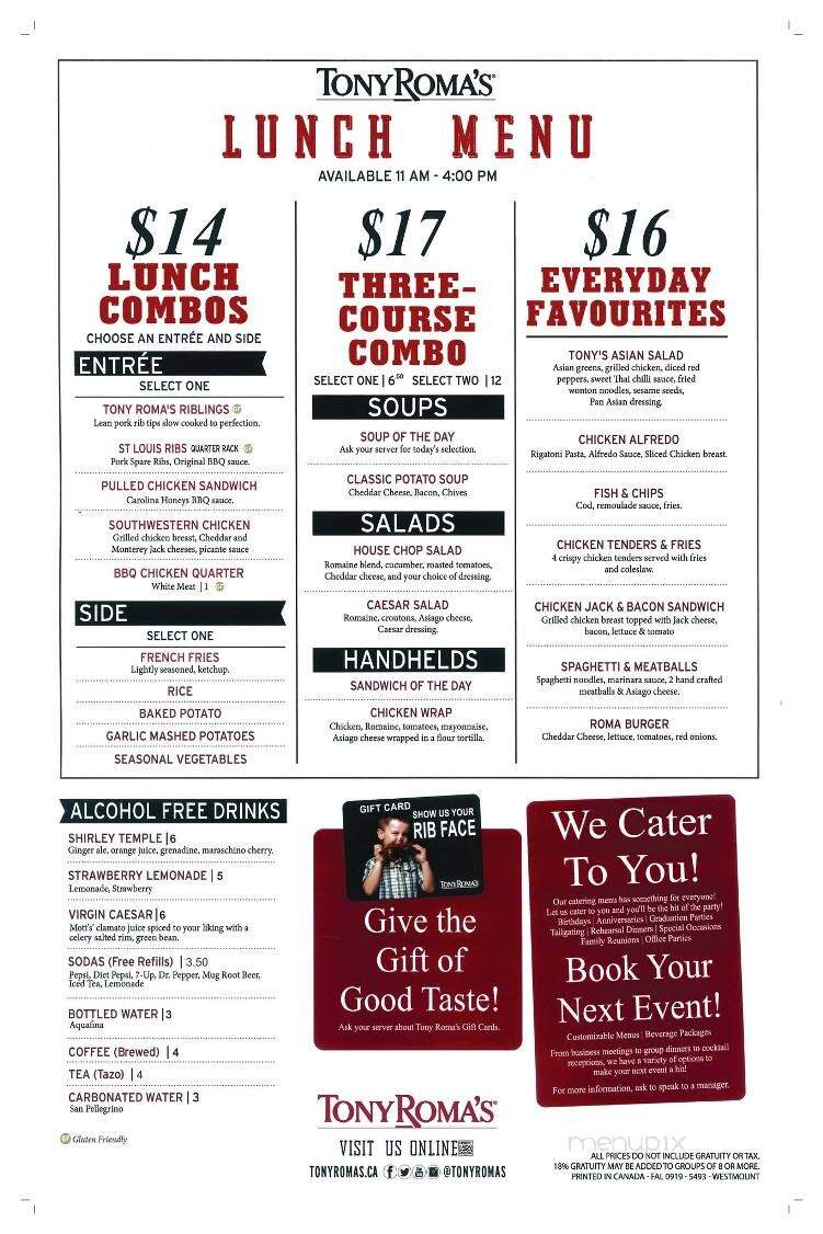 Tony Roma's - Edmonton, AB menu_pic