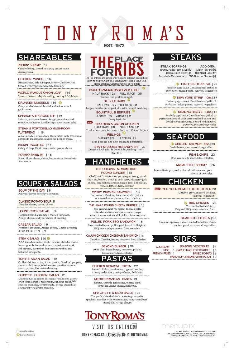Tony Roma's - Edmonton, AB menu_pic