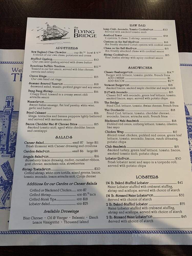 Flying Bridge Restaurant - Falmouth, MA menu_pic