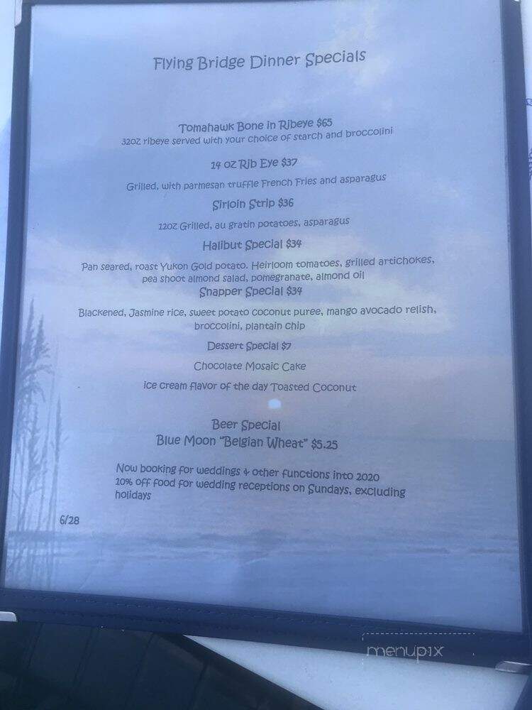 Flying Bridge Restaurant - Falmouth, MA menu_pic