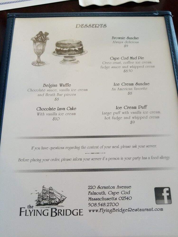 Flying Bridge Restaurant - Falmouth, MA menu_pic