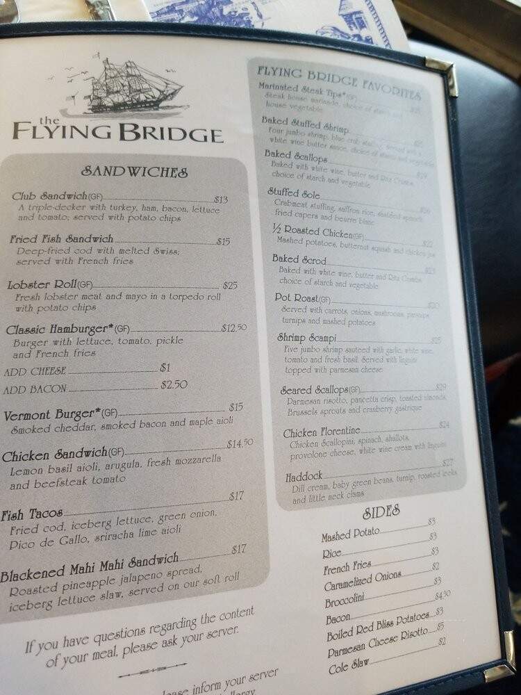 Flying Bridge Restaurant - Falmouth, MA menu_pic