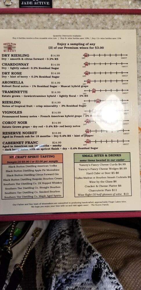 Deer Run Winery - Geneseo, NY menu_pic