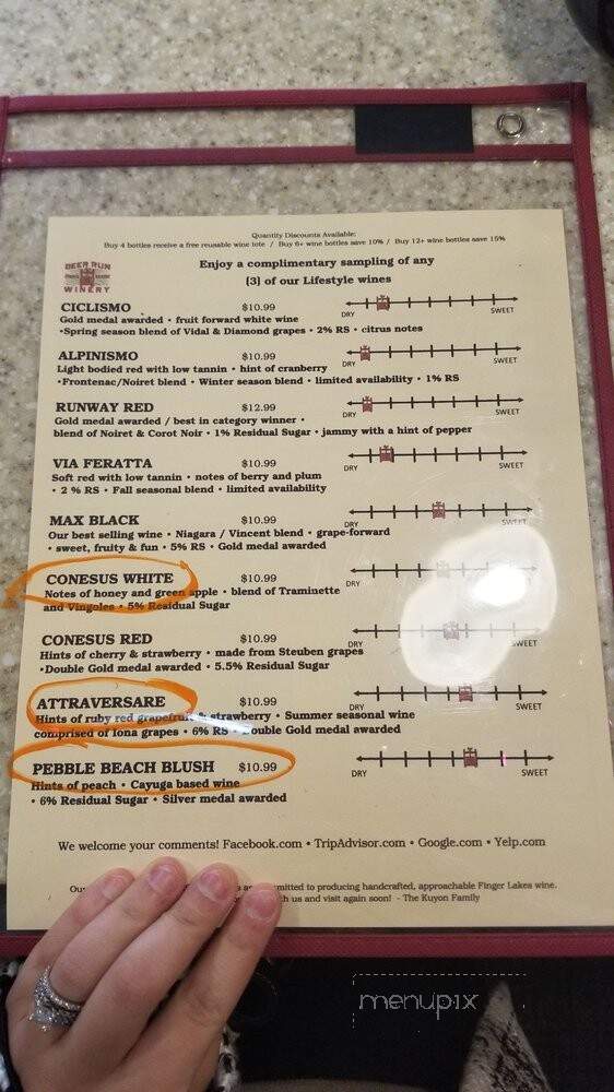 Deer Run Winery - Geneseo, NY menu_pic