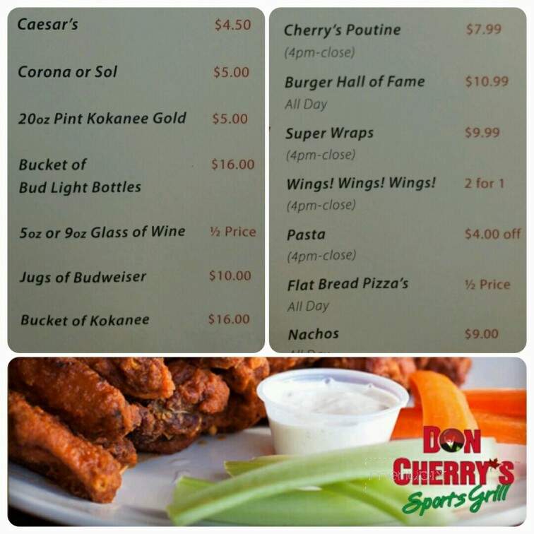 Don Cherry's Sports Grill - Cranbrook, BC menu_pic