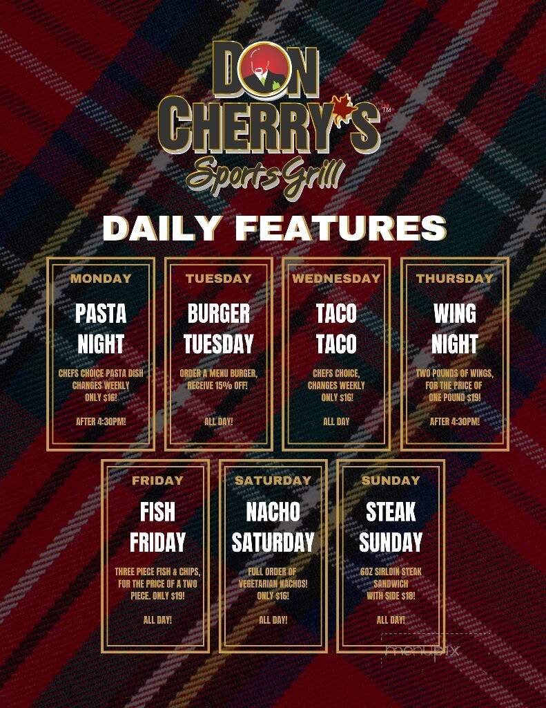 Don Cherry's Sports Grill - Cranbrook, BC menu_pic