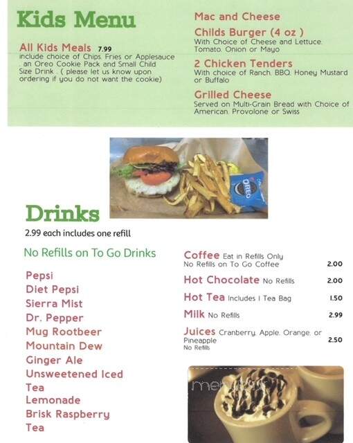 Hotel Manor - Slate Run, PA menu_pic