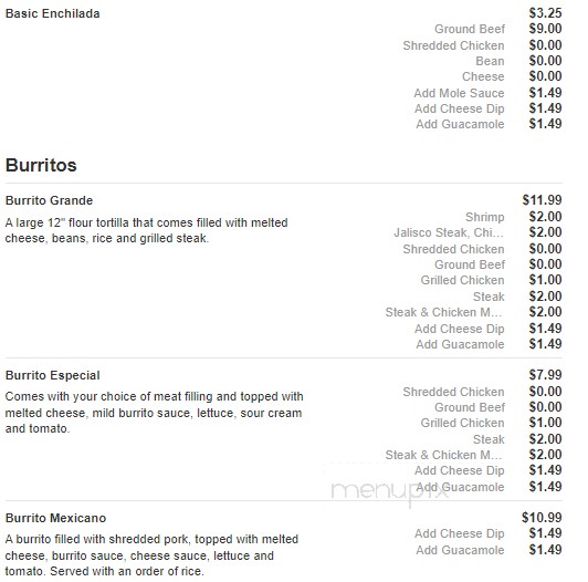El Tapatio Mexican Restaurant - Sparta, TN menu_pic