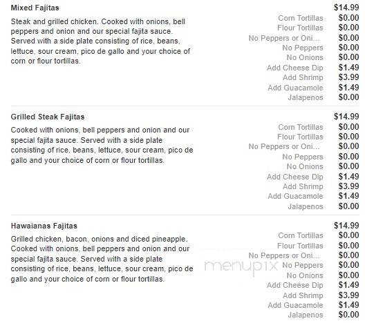 El Tapatio Mexican Restaurant - Sparta, TN menu_pic