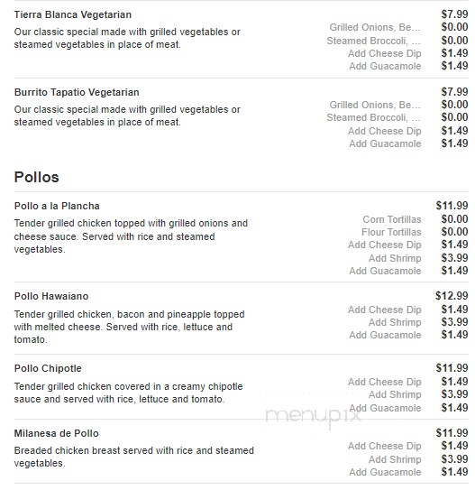 El Tapatio Mexican Restaurant - Sparta, TN menu_pic