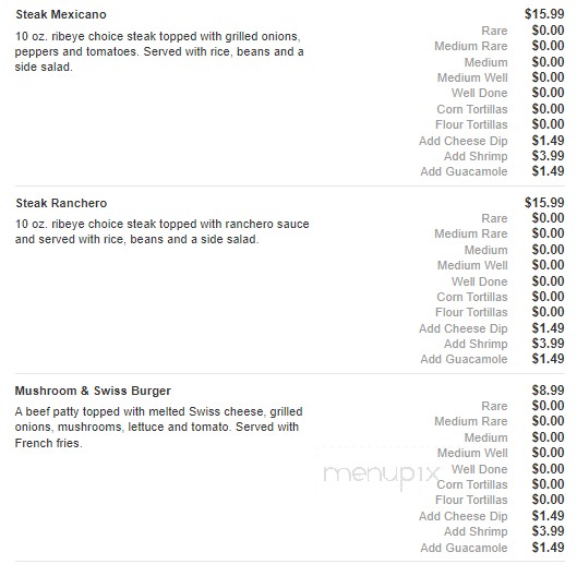 El Tapatio Mexican Restaurant - Sparta, TN menu_pic