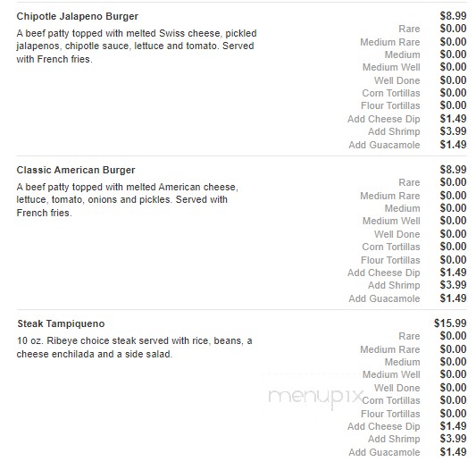 El Tapatio Mexican Restaurant - Sparta, TN menu_pic