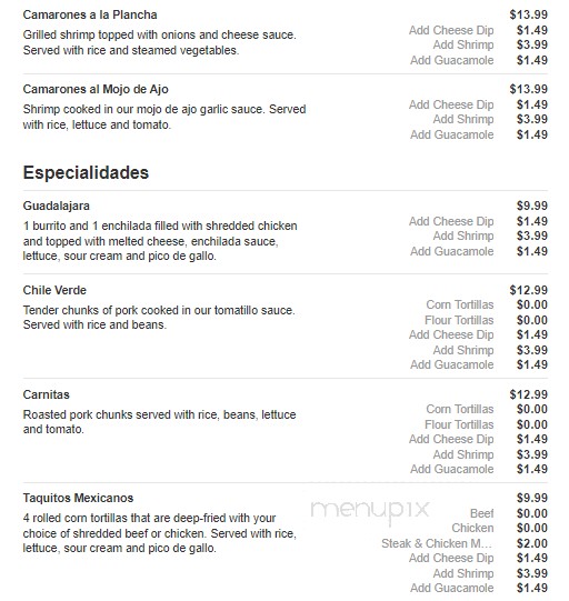 El Tapatio Mexican Restaurant - Sparta, TN menu_pic