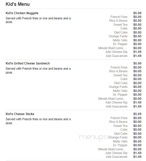 El Tapatio Mexican Restaurant - Sparta, TN menu_pic