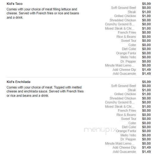 El Tapatio Mexican Restaurant - Sparta, TN menu_pic