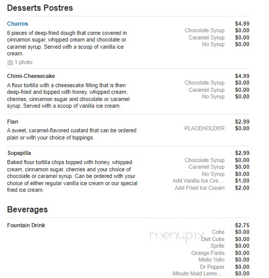 El Tapatio Mexican Restaurant - Sparta, TN menu_pic