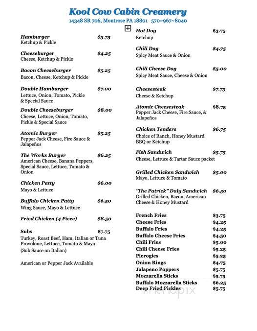 Kool Cow - Montrose, PA menu_pic