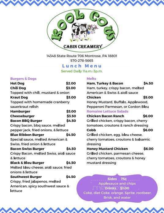 Kool Cow - Montrose, PA menu_pic