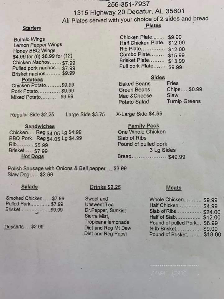 Scruggs BBQ - Decatur, AL menu_pic