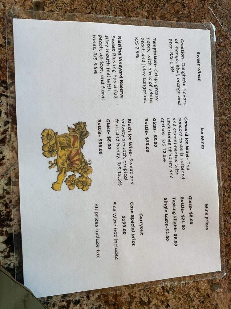 South River Vineyard - Geneva, OH menu_pic