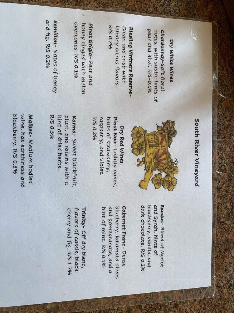South River Vineyard - Geneva, OH menu_pic