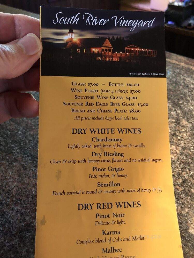 South River Vineyard - Geneva, OH menu_pic