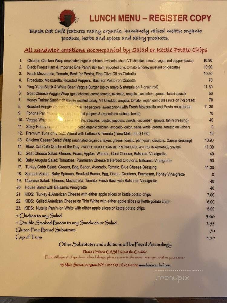 Black Cat Cafe - Irvington, NY menu_pic